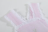 Pink Seersucker Easter Bunny Ruffle Romper