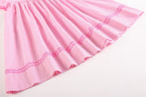 Pink Striped Flamingo Smocked Bishop Dress