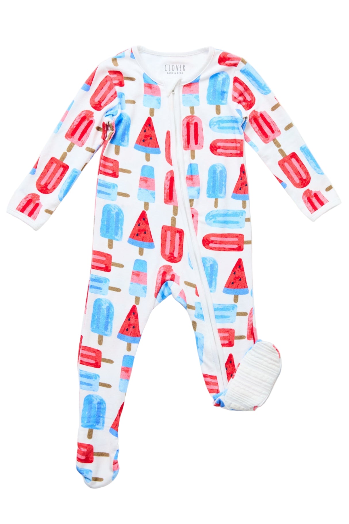 Soft & Stretchy Zipper Footie - Popsicles - HoneyBug 