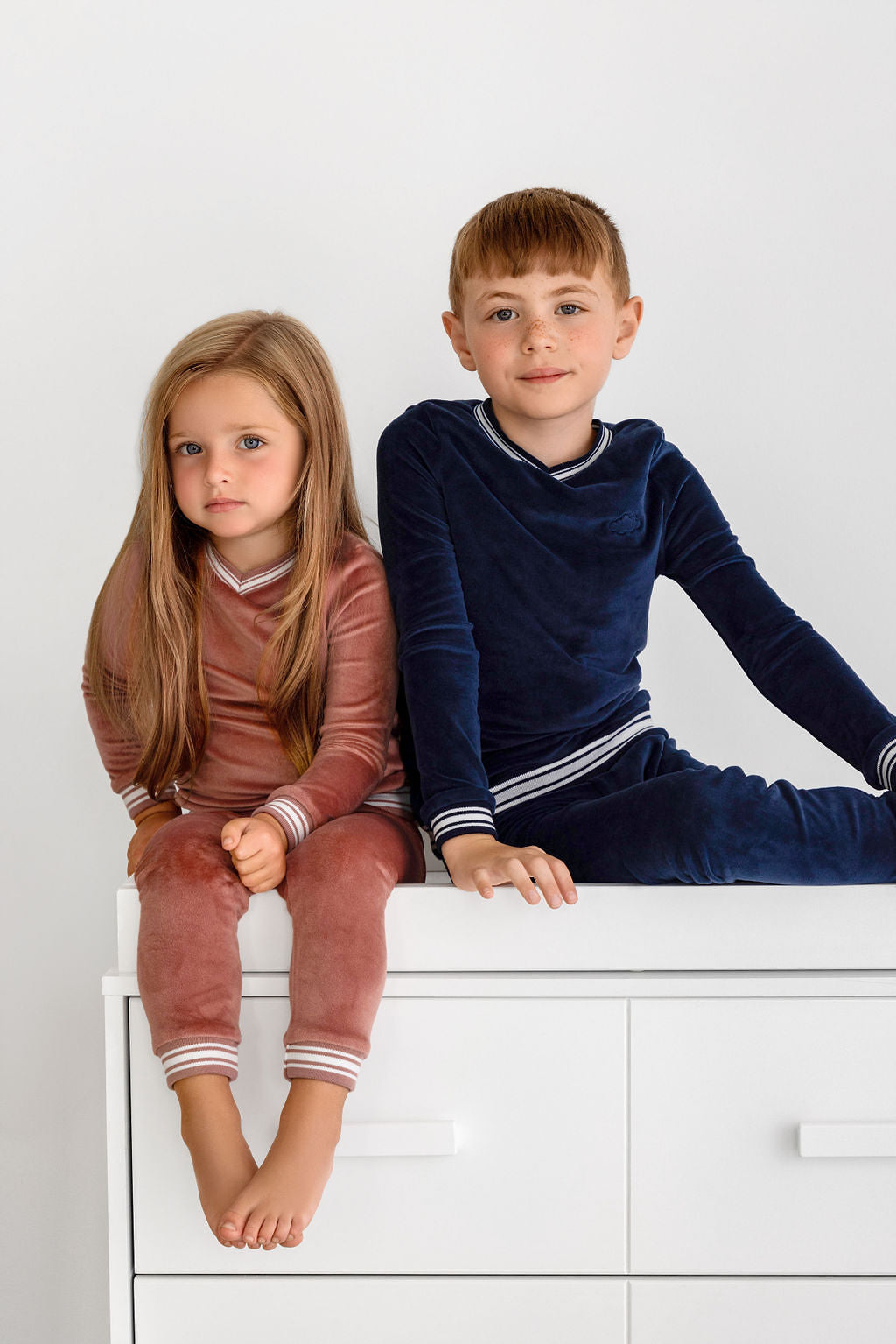 Velour Varsity PJ- Dusty Rose - HoneyBug 