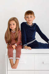 Velour Varsity PJ- Dusty Rose - HoneyBug 