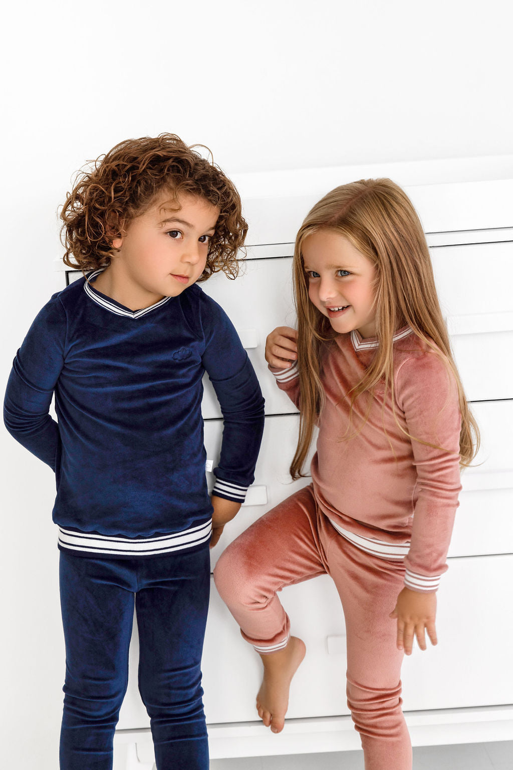 Velour Varsity PJ- Dusty Rose - HoneyBug 