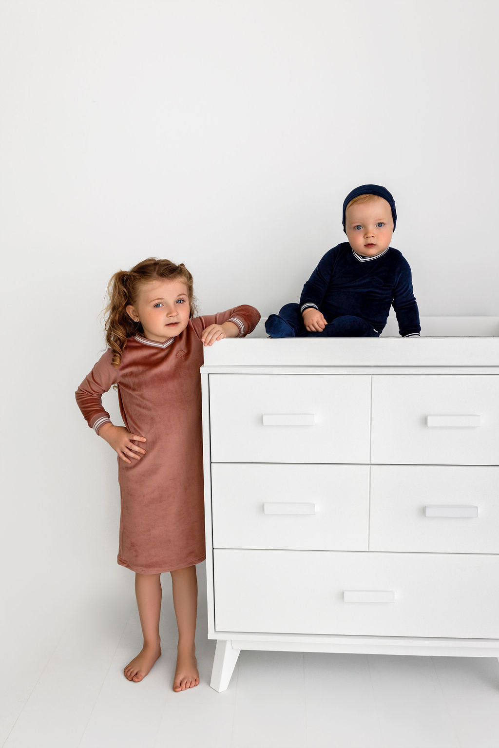 Velour Varsity Nightgown- Dusty Rose - HoneyBug 