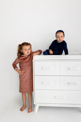 Velour Varsity Nightgown- Dusty Rose - HoneyBug 