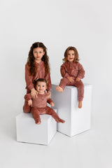 Velour Henley Set- Dusty Rose - HoneyBug 