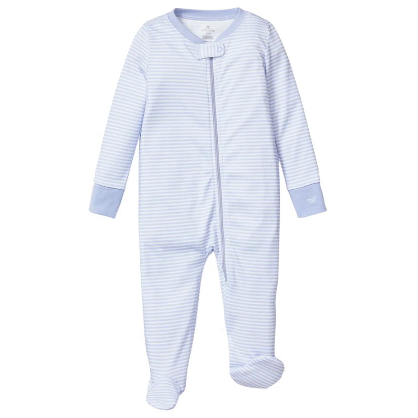 Baby's Pima Romper in Blue Stripes - HoneyBug 