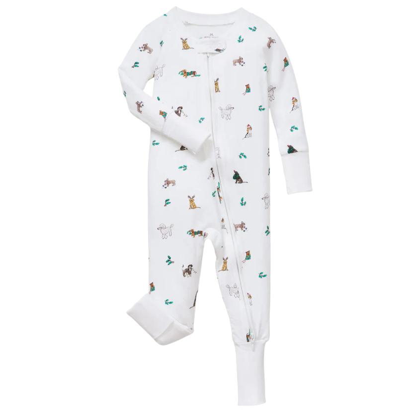 Baby's Pima Peekaboo Romper in Jingle Paws - HoneyBug 