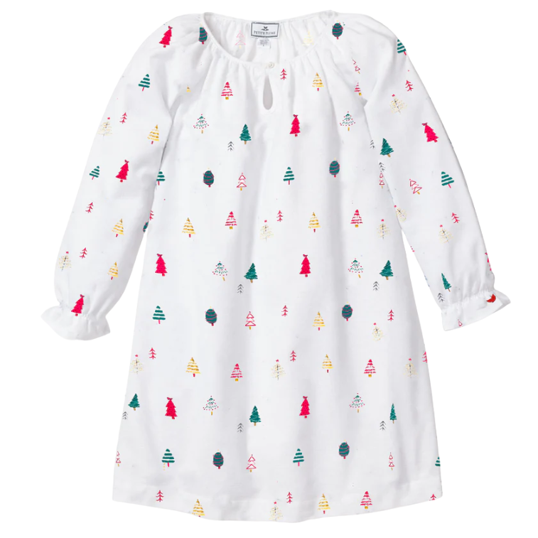 Girl's Twill Delphine Nightgown in Merry Trees - HoneyBug 