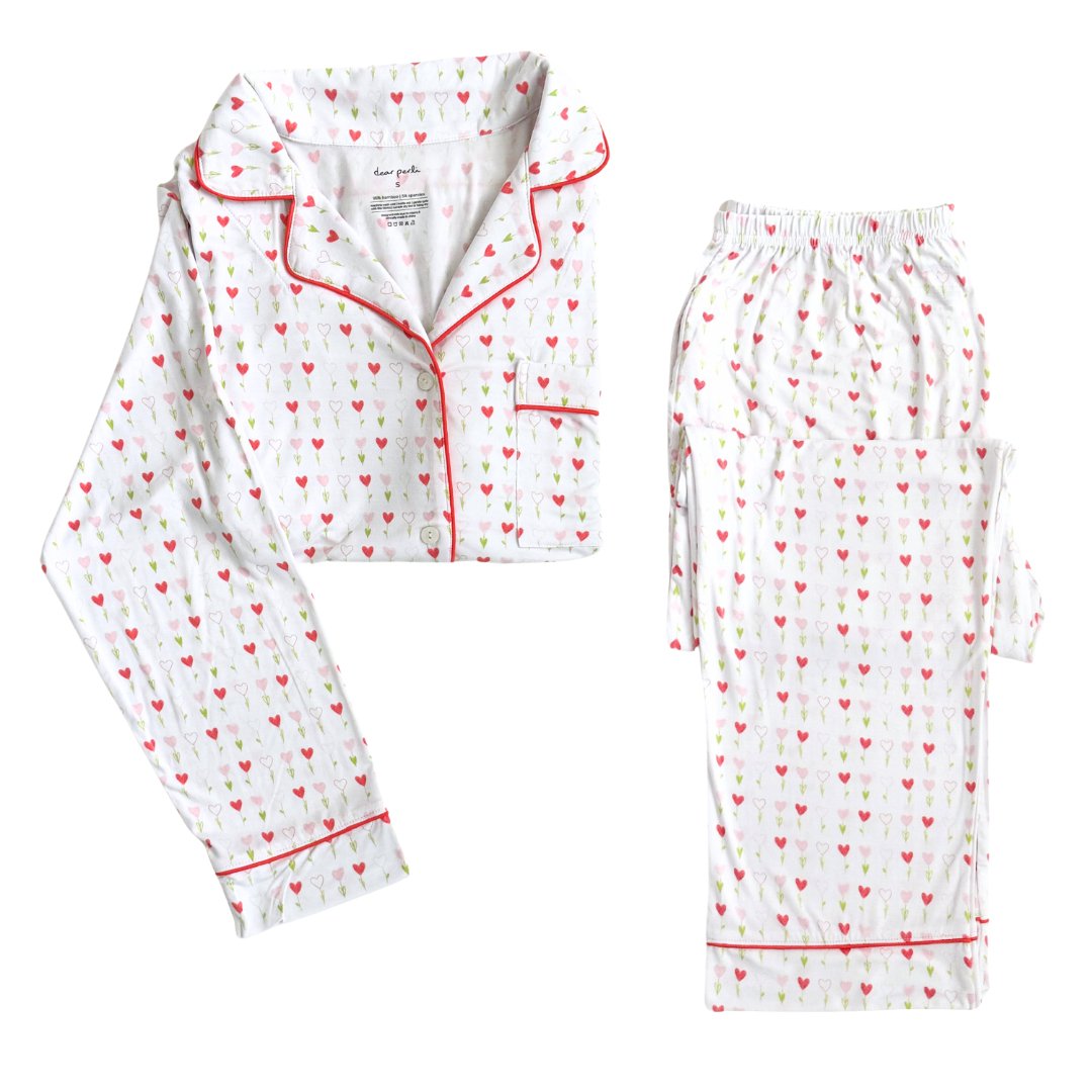 Women's Long Sleeve Pajama Set in Growing Love - HoneyBug 