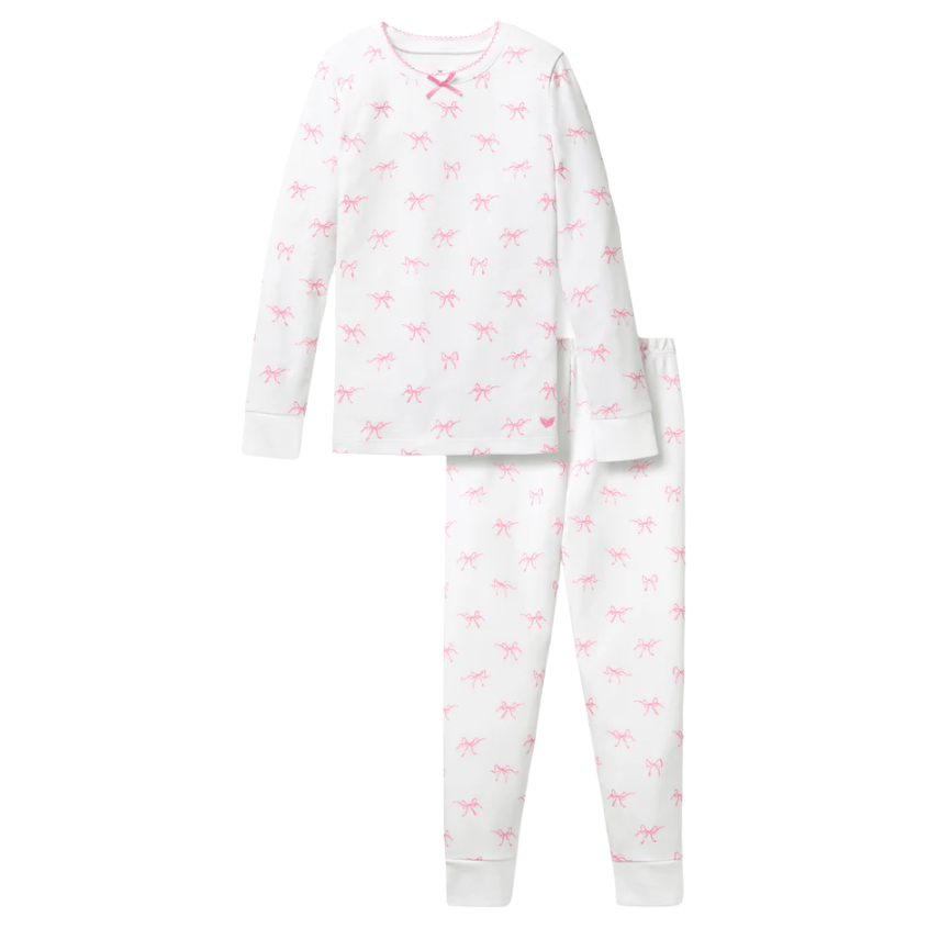 Kid's Pima Snug Fit Pajama Set in Blushing Bows