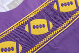 Purple and Gold Football Smocked Overalls