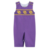Purple and Gold Football Smocked Overalls