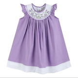 Purple Easter Bunny Smocked Bishop Dress