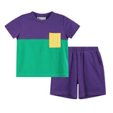 Purple, Green and Gold Mardi Gras Short and Shirt Set