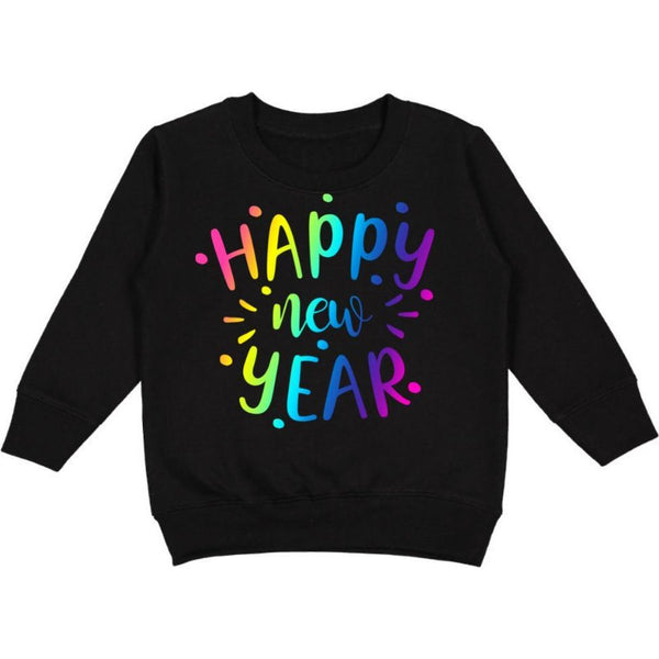 Happy New Year Confetti Sweatshirt - Black - HoneyBug 