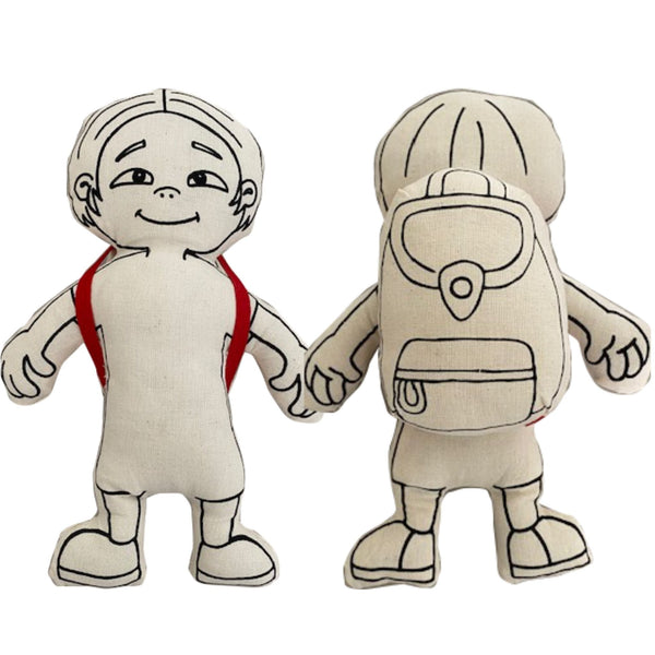 Kiboo Kids: Doll for coloring - Gender Neutral - Kid with Parted Hair - HoneyBug 