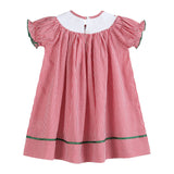 Red Gingham Apple Smocked Bishop Dress