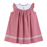 Red Gingham Baseball Smocked Bishop Dress