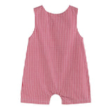 Red Gingham Baseball Smocked Shortalls