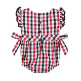 Red and Black Gingham Ruffle Bow Romper