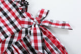 Red and Black Gingham Ruffle Bow Romper