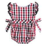 Red and Black Gingham Ruffle Bow Romper