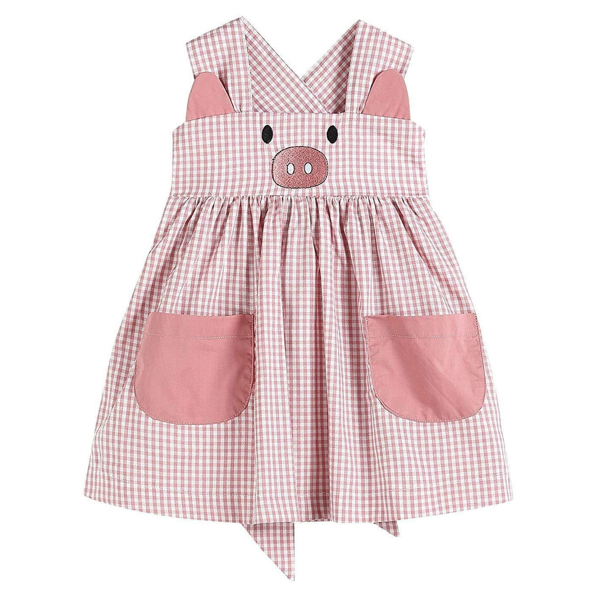 Rose Gingham Little Piggy Sleeveless A-Line Dress