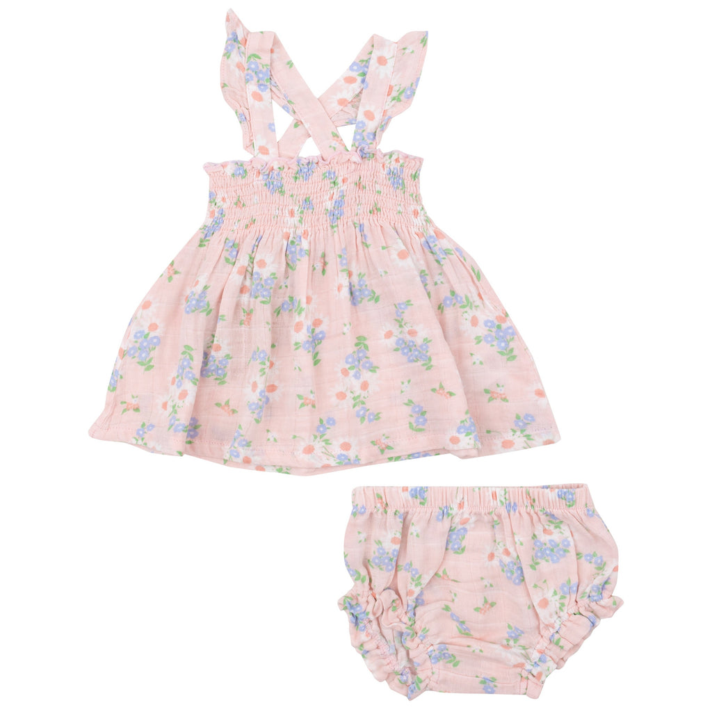 Ruffle Strap Smocked Top And Diaper Cover - Gathering Daisies - HoneyBug 