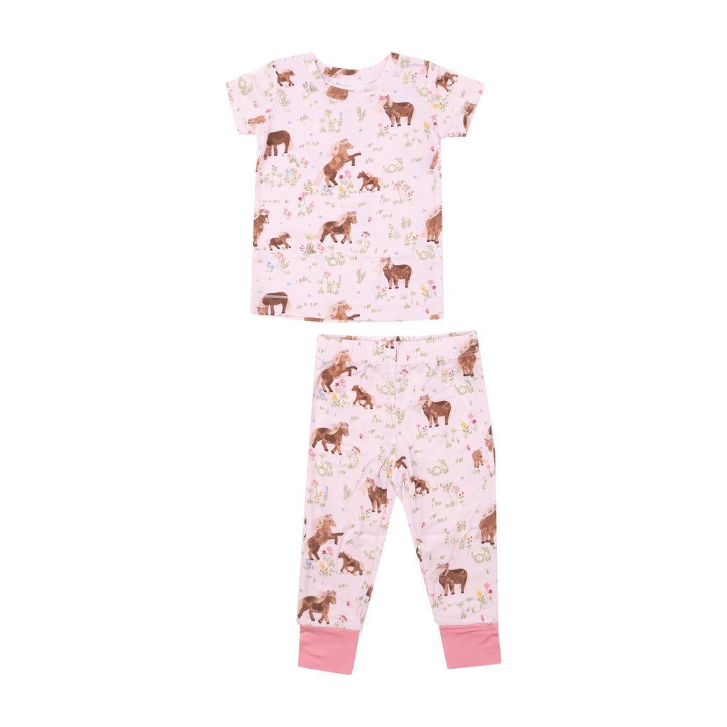 S/S Loungewear Set - Watercolor Ponies - HoneyBug 