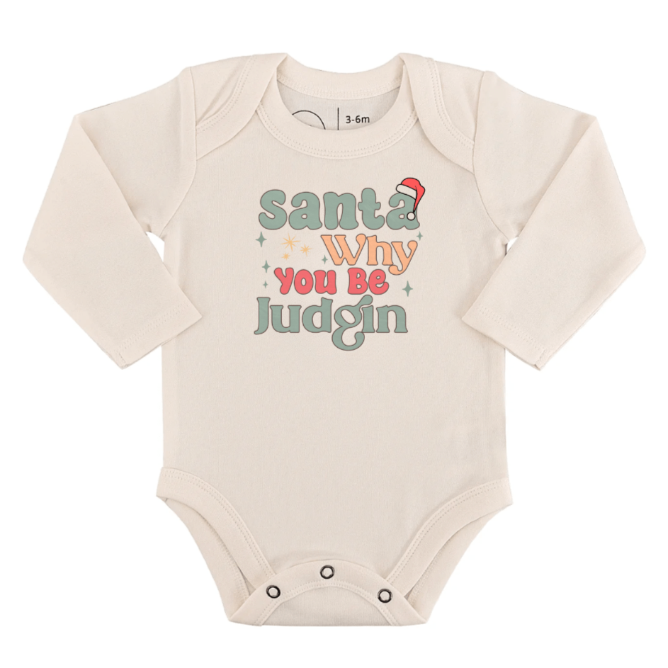 long sleeve graphic bodysuit | why be judgin - HoneyBug 