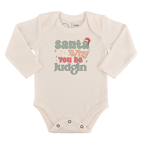 long sleeve graphic bodysuit | why be judgin - HoneyBug 