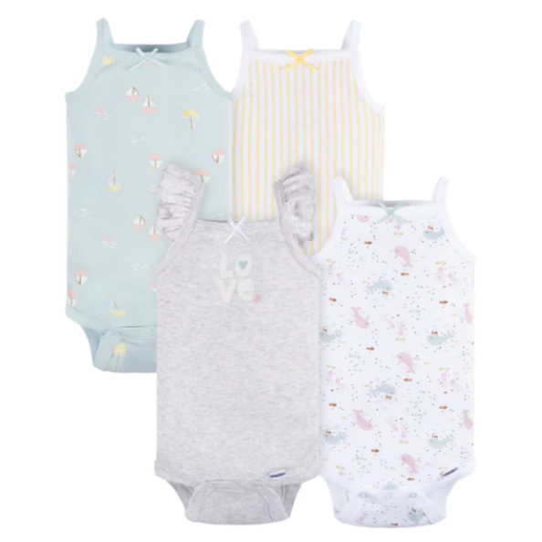 4-Pack Baby Girls Seaside Onesies® Bodysuits - HoneyBug 