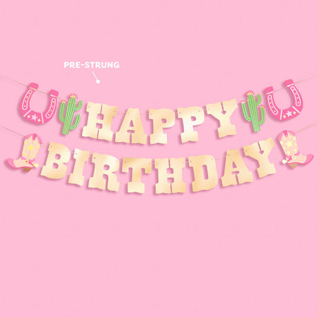 HBD Cowgirl Banner - Gold Foil Banner