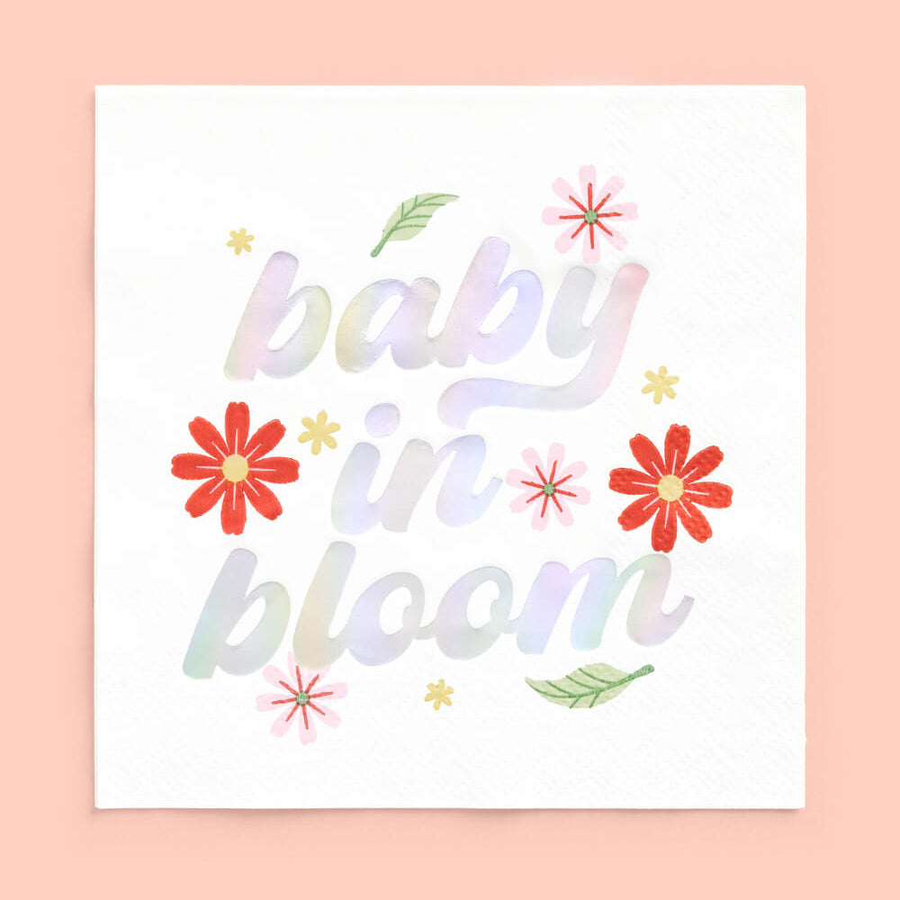 Baby in Bloom Napkins - 50 White Napkins