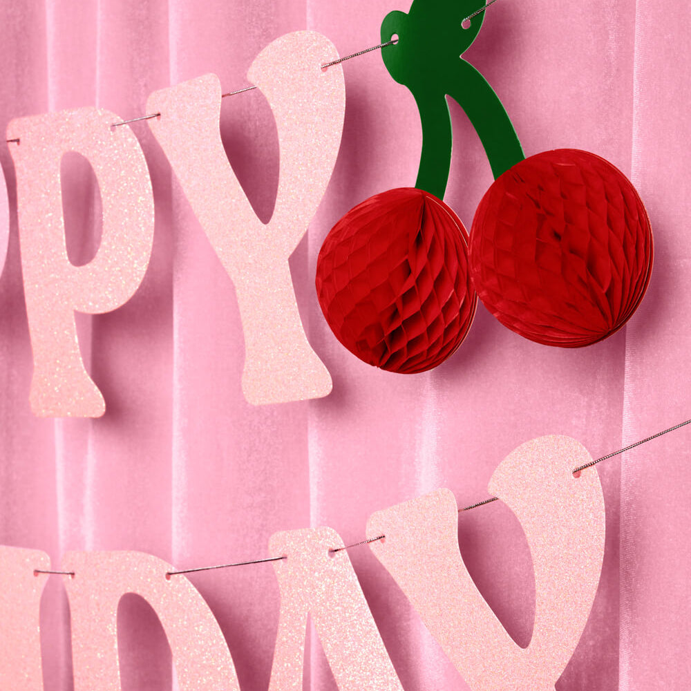 Cherry On Top Bday Banner - 3D Glitter Banner