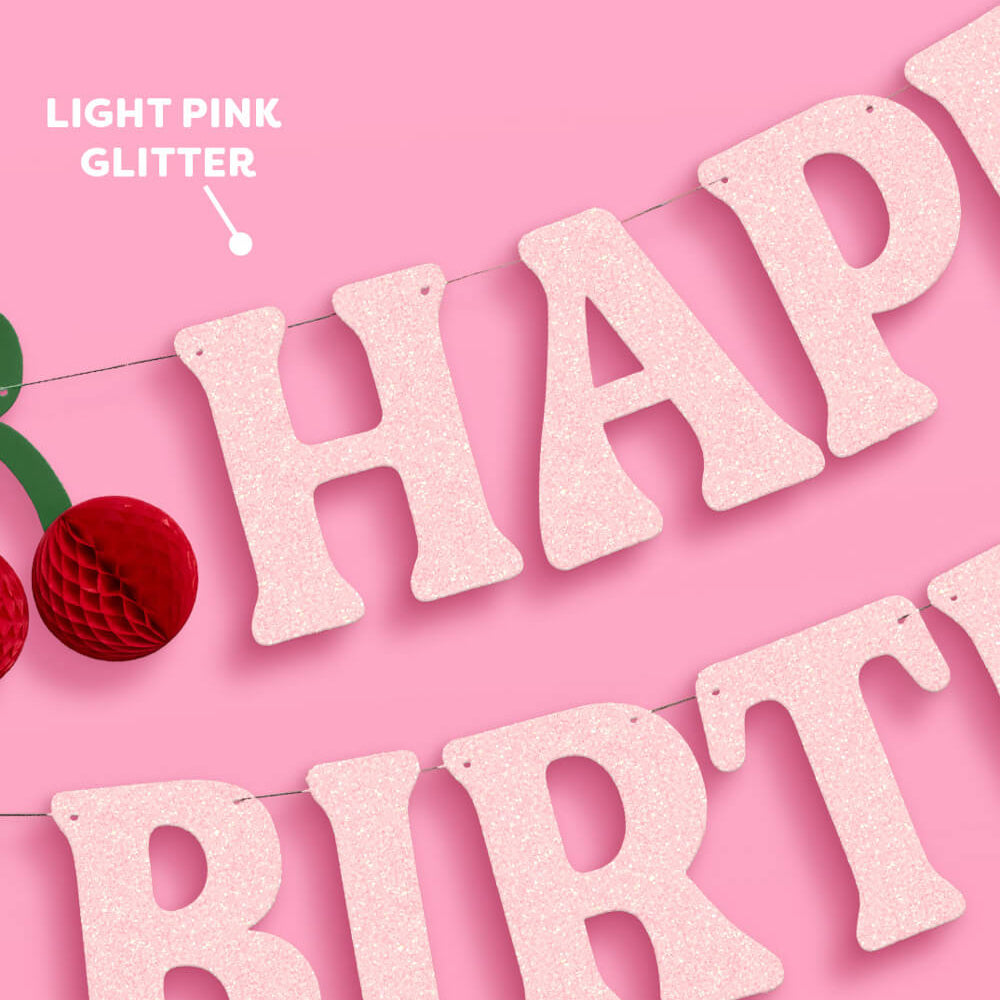 Cherry On Top Bday Banner - 3D Glitter Banner