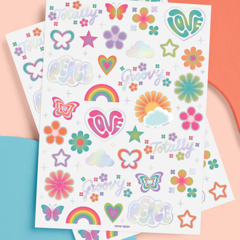 Groovy Rainbow Tats - 68 Temporary Tattoos