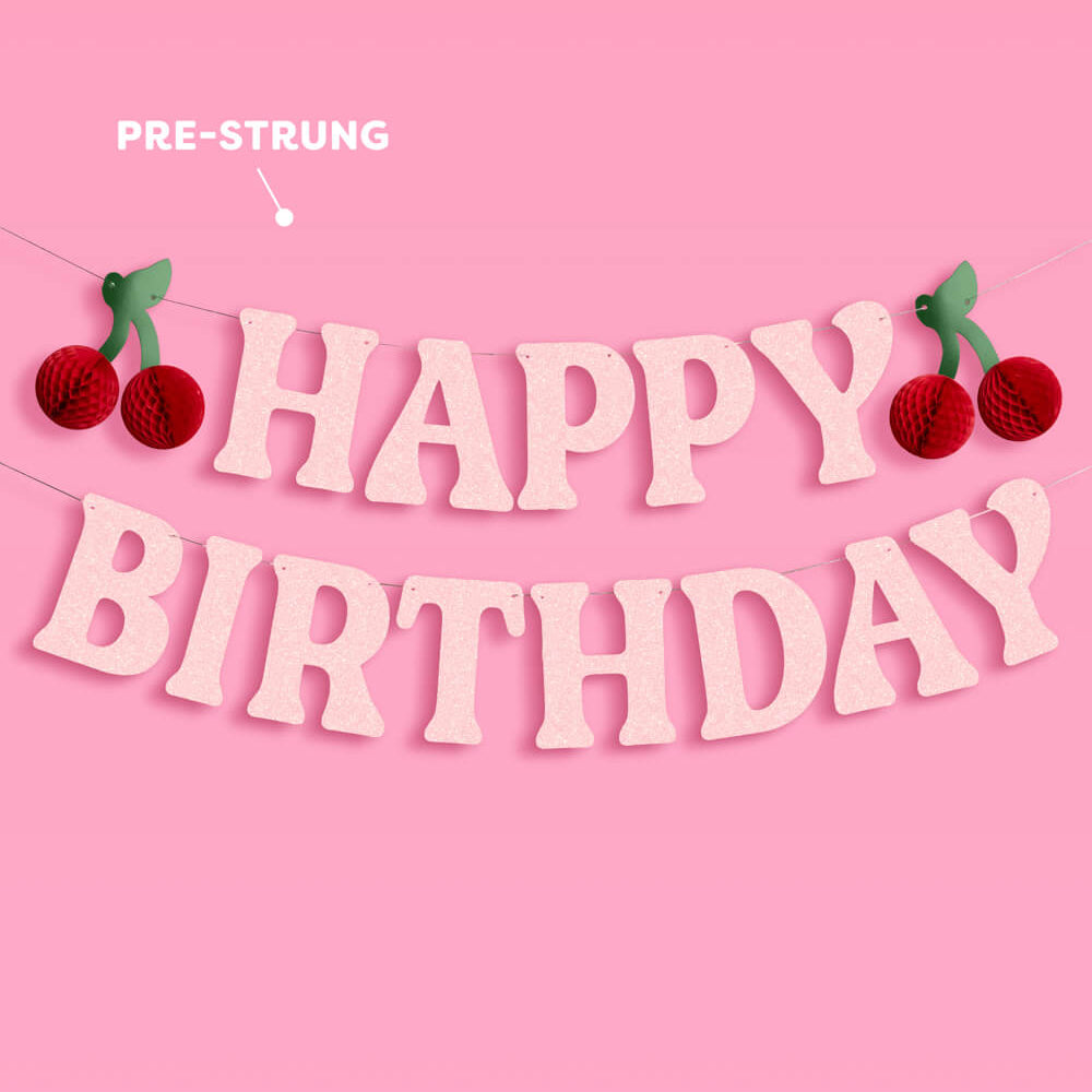 Cherry On Top Bday Banner - 3D Glitter Banner