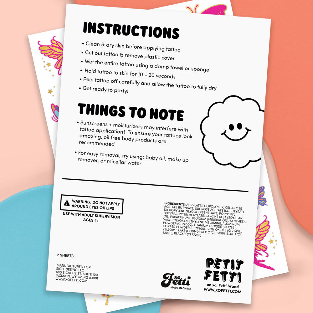 Fairy Flutter Tats - 34 Foil Temporary Tattoos