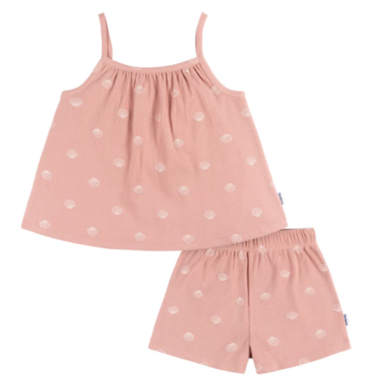 2-Piece Toddler Girls Seashells Tank Top & Shorts Set - HoneyBug 
