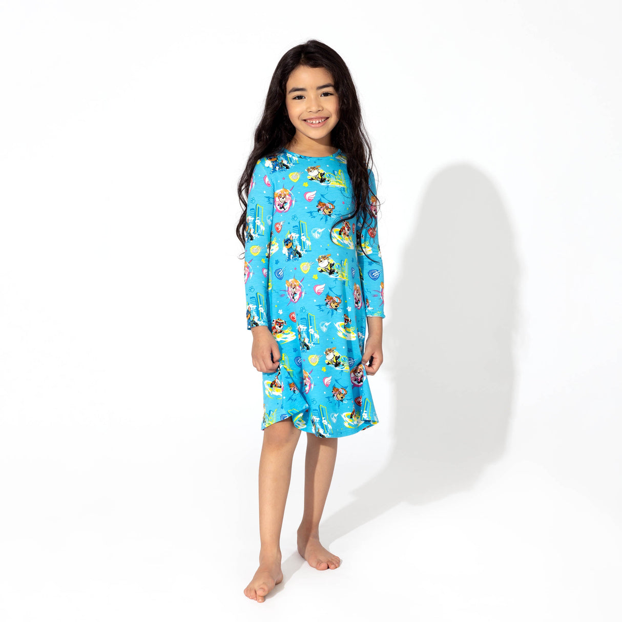 PAW Patrol: The Mighty Movie - Mighty Pups Bamboo Girls' Long Sleeve Dress - HoneyBug 