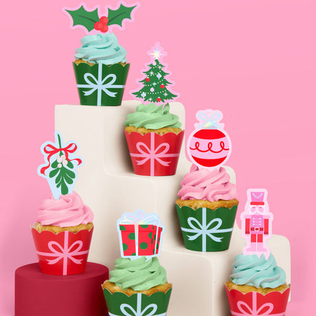 Deck the Cupcakes Set - 24 Sets of Liners + Toppers