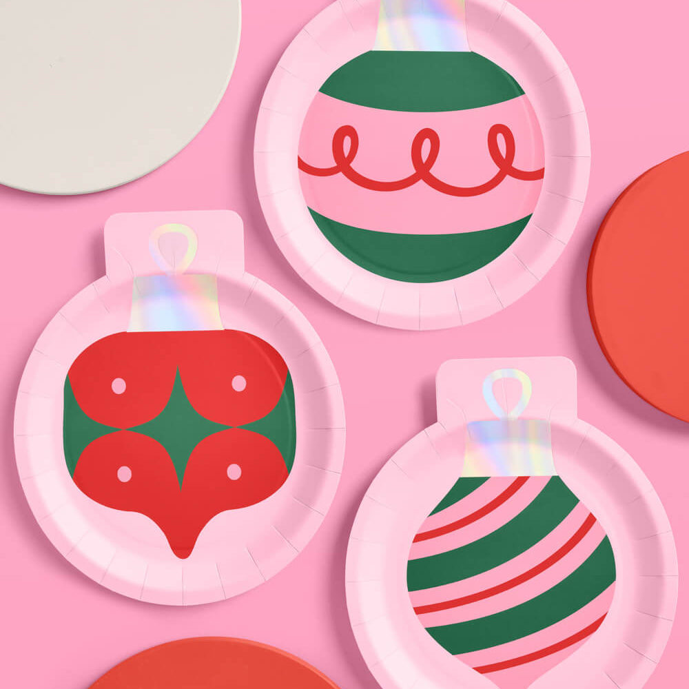 Christmas Ornament Plates - 24 Paper Plates