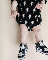 Short Sleeve Bubble Romper | Black Bolts - HoneyBug 