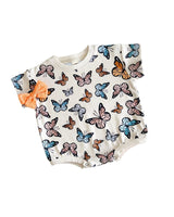 Short Sleeve Bubble Romper | Butterflies - HoneyBug 