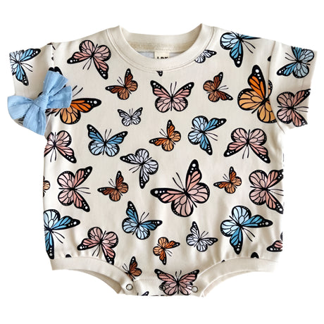 Short Sleeve Bubble Romper | Butterflies - HoneyBug 