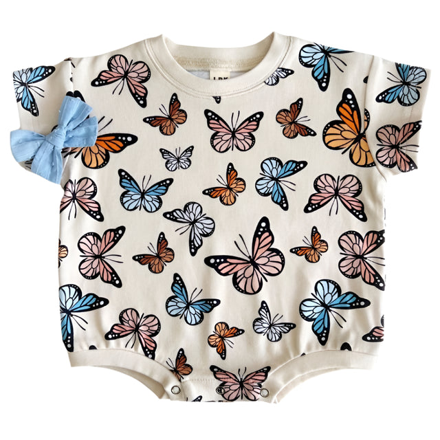 Short Sleeve Bubble Romper | Butterflies - HoneyBug 