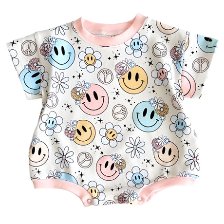 Short Sleeve Bubble Romper | Groovy Girl - HoneyBug 