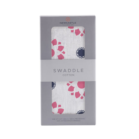 Primrose Indigo Cotton Muslin Swaddle - HoneyBug 