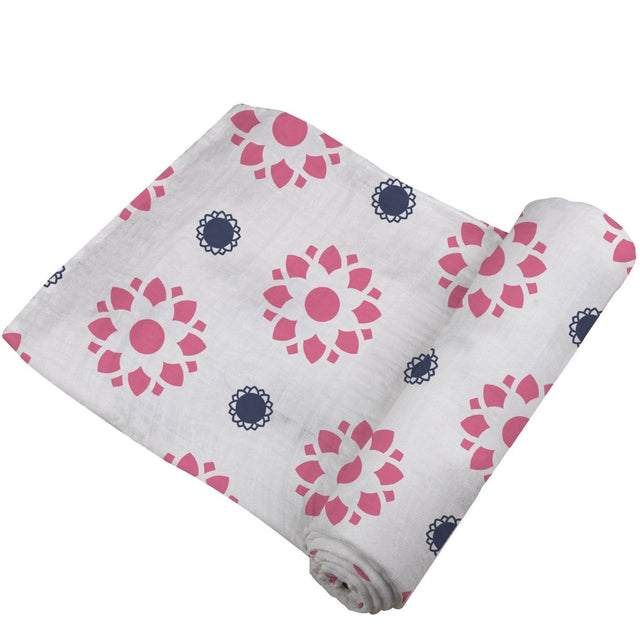 Primrose Indigo Cotton Muslin Swaddle - HoneyBug 